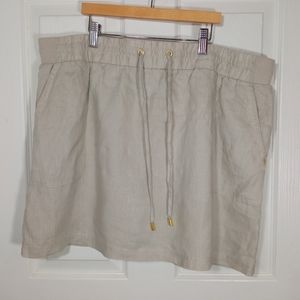 COMPANY ELLEN TRACY skort XL light brown linen w/ knit shorts pockets